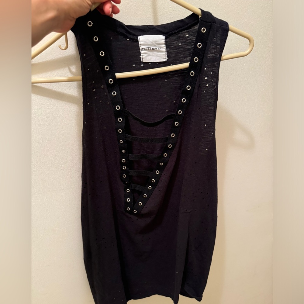 Better Be Black distressed Tank Top